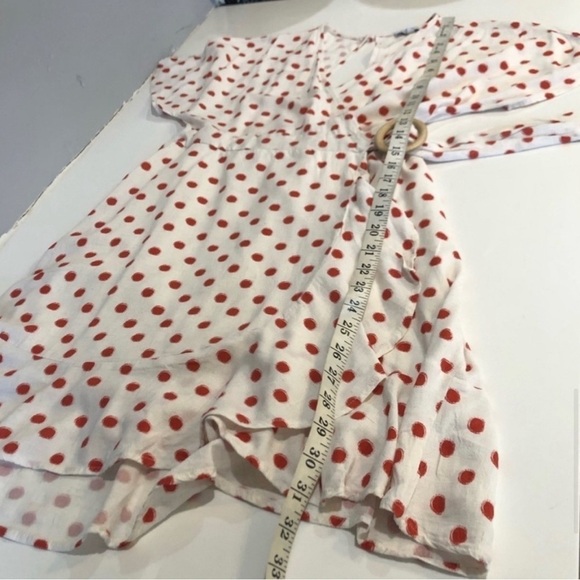 J.O.A wrap mini V-neck polka dots dress size :M - Picture 12 of 16
